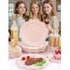 imageWDF 175Pcs Green Plastic Plates  Green Plates Disposable with Gold Rim  Christmas Plastic Plate  Fancy Disposable Dinnerware Sets 25 Guests Ideal for ChristmasPartyWeddingPink and Gold