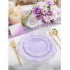 imageWDF 175Pcs Green Plastic Plates  Green Plates Disposable with Gold Rim  Christmas Plastic Plate  Fancy Disposable Dinnerware Sets 25 Guests Ideal for ChristmasPartyWeddingPurple and Gold