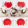 imageWDF 175Pcs Green Plastic Plates  Green Plates Disposable with Gold Rim  Christmas Plastic Plate  Fancy Disposable Dinnerware Sets 25 Guests Ideal for ChristmasPartyWeddingRed