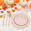 imageWDF 175Pcs Green Plastic Plates  Green Plates Disposable with Gold Rim  Christmas Plastic Plate  Fancy Disposable Dinnerware Sets 25 Guests Ideal for ChristmasPartyWeddingPink and Gold