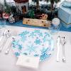 imageWDF 175Pcs Green Plastic Plates  Green Plates Disposable with Gold Rim  Christmas Plastic Plate  Fancy Disposable Dinnerware Sets 25 Guests Ideal for ChristmasPartyWeddingBlue Snowflakes