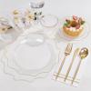 imageWDF 175Pcs Green Plastic Plates  Green Plates Disposable with Gold Rim  Christmas Plastic Plate  Fancy Disposable Dinnerware Sets 25 Guests Ideal for ChristmasPartyWeddingClear and Gold
