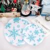 imageWDF 175Pcs Green Plastic Plates  Green Plates Disposable with Gold Rim  Christmas Plastic Plate  Fancy Disposable Dinnerware Sets 25 Guests Ideal for ChristmasPartyWeddingBlue Snowflakes