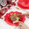 imageWDF 175Pcs Green Plastic Plates  Green Plates Disposable with Gold Rim  Christmas Plastic Plate  Fancy Disposable Dinnerware Sets 25 Guests Ideal for ChristmasPartyWeddingRed