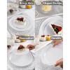 imageWDF 175Pcs Green Plastic Plates  Green Plates Disposable with Gold Rim  Christmas Plastic Plate  Fancy Disposable Dinnerware Sets 25 Guests Ideal for ChristmasPartyWeddingWhite and Silver