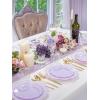 imageWDF 175Pcs Green Plastic Plates  Green Plates Disposable with Gold Rim  Christmas Plastic Plate  Fancy Disposable Dinnerware Sets 25 Guests Ideal for ChristmasPartyWeddingPurple and Gold