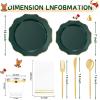 imageWDF 175Pcs Green Plastic Plates  Green Plates Disposable with Gold Rim  Christmas Plastic Plate  Fancy Disposable Dinnerware Sets 25 Guests Ideal for ChristmasPartyWeddingGreen