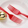 imageWDF 100 Pack Christmas Plastic Spoons  69 Inch Heavy Duty Red Disposable Plastic Spoons Modern Red Disposable Spoons Perfect for ChristmasRed