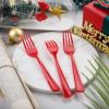 imageWDF 100 Pack Christmas Plastic Spoons  69 Inch Heavy Duty Red Disposable Plastic Spoons Modern Red Disposable Spoons Perfect for ChristmasRed