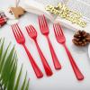 imageWDF 100 Pack Christmas Plastic Spoons  69 Inch Heavy Duty Red Disposable Plastic Spoons Modern Red Disposable Spoons Perfect for ChristmasRed