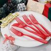 imageWDF 100 Pack Christmas Plastic Spoons  69 Inch Heavy Duty Red Disposable Plastic Spoons Modern Red Disposable Spoons Perfect for ChristmasRed