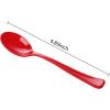 imageWDF 100 Pack Christmas Plastic Spoons  69 Inch Heavy Duty Red Disposable Plastic Spoons Modern Red Disposable Spoons Perfect for ChristmasRed Spoons