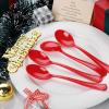 imageWDF 100 Pack Christmas Plastic Spoons  69 Inch Heavy Duty Red Disposable Plastic Spoons Modern Red Disposable Spoons Perfect for ChristmasRed Spoons