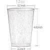 imageWDF 100pcs 12OZ Silver CupsDisposable Premium Wedding Silver Glitter Plastic Cups for Christmas Party