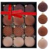 imageWDF 12PCS Velvet Brown Christmas Ornaments  Neutral Brown Ornaments 80mm 315inch Shatterproof Christmas Balls for Xmas Trees DecorationsBrown