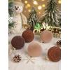 imageWDF 12PCS Velvet Brown Christmas Ornaments  Neutral Brown Ornaments 80mm 315inch Shatterproof Christmas Balls for Xmas Trees DecorationsBrown