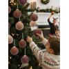 imageWDF 12PCS Velvet Brown Christmas Ornaments  Neutral Brown Ornaments 80mm 315inch Shatterproof Christmas Balls for Xmas Trees DecorationsBrown