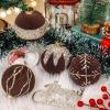imageWDF 12PCS Velvet Brown Christmas Ornaments  Neutral Brown Ornaments 80mm 315inch Shatterproof Christmas Balls for Xmas Trees DecorationsBurgundy