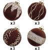 imageWDF 12PCS Velvet Brown Christmas Ornaments  Neutral Brown Ornaments 80mm 315inch Shatterproof Christmas Balls for Xmas Trees DecorationsBurgundy