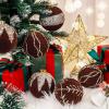 imageWDF 12PCS Velvet Brown Christmas Ornaments  Neutral Brown Ornaments 80mm 315inch Shatterproof Christmas Balls for Xmas Trees DecorationsBurgundy