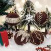 imageWDF 12PCS Velvet Brown Christmas Ornaments  Neutral Brown Ornaments 80mm 315inch Shatterproof Christmas Balls for Xmas Trees DecorationsBurgundy