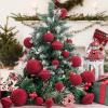 imageWDF 12PCS Velvet Brown Christmas Ornaments  Neutral Brown Ornaments 80mm 315inch Shatterproof Christmas Balls for Xmas Trees DecorationsDark Red