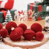 imageWDF 12PCS Velvet Brown Christmas Ornaments  Neutral Brown Ornaments 80mm 315inch Shatterproof Christmas Balls for Xmas Trees DecorationsDark Red