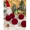 imageWDF 12PCS Velvet Brown Christmas Ornaments  Neutral Brown Ornaments 80mm 315inch Shatterproof Christmas Balls for Xmas Trees DecorationsRed