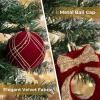 imageWDF 12PCS Velvet Brown Christmas Ornaments  Neutral Brown Ornaments 80mm 315inch Shatterproof Christmas Balls for Xmas Trees DecorationsRed