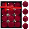 imageWDF 12PCS Velvet Brown Christmas Ornaments  Neutral Brown Ornaments 80mm 315inch Shatterproof Christmas Balls for Xmas Trees DecorationsRed