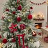 imageWDF 12PCS Velvet Brown Christmas Ornaments  Neutral Brown Ornaments 80mm 315inch Shatterproof Christmas Balls for Xmas Trees DecorationsRed