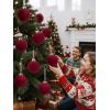 imageWDF 12PCS Velvet Brown Christmas Ornaments  Neutral Brown Ornaments 80mm 315inch Shatterproof Christmas Balls for Xmas Trees DecorationsRed