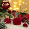 imageWDF 12PCS Velvet Brown Christmas Ornaments  Neutral Brown Ornaments 80mm 315inch Shatterproof Christmas Balls for Xmas Trees DecorationsRed