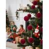 imageWDF 12PCS Velvet Brown Christmas Ornaments  Neutral Brown Ornaments 80mm 315inch Shatterproof Christmas Balls for Xmas Trees DecorationsRed