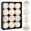imageWDF 12PCS Velvet Brown Christmas Ornaments  Neutral Brown Ornaments 80mm 315inch Shatterproof Christmas Balls for Xmas Trees DecorationsWhite