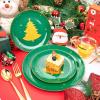 imageWDF 150pcs Christmas Plates  Christmas Red Plastic Plates with Christmas Tree Gold Plastic Silverware Clear Gold Cups Christmas Design Perfect for Christmas PartiesGreen and Gold Tree