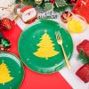 imageWDF 150pcs Christmas Plates  Christmas Red Plastic Plates with Christmas Tree Gold Plastic Silverware Clear Gold Cups Christmas Design Perfect for Christmas PartiesGreen and Gold Tree