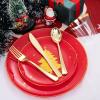 imageWDF 150pcs Christmas Plates  Christmas Red Plastic Plates with Christmas Tree Gold Plastic Silverware Clear Gold Cups Christmas Design Perfect for Christmas PartiesRed and Gold Tree