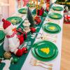 imageWDF 150pcs Christmas Plates  Christmas Red Plastic Plates with Christmas Tree Gold Plastic Silverware Clear Gold Cups Christmas Design Perfect for Christmas PartiesGreen and Gold Tree