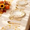 imageWDF 150pcs Christmas Plates  Christmas Red Plastic Plates with Christmas Tree Gold Plastic Silverware Clear Gold Cups Christmas Design Perfect for Christmas PartiesWhite and Gold
