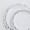 imageWDF 150pcs Christmas Plates  Christmas Red Plastic Plates with Christmas Tree Gold Plastic Silverware Clear Gold Cups Christmas Design Perfect for Christmas PartiesWhite and Silver