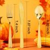 imageWDF 160 Piece Heavy Duty Silverware  Red Plastic Utensils with 80 Forks 40 Spoons 40 Knives  Perfect for Christmas Parties ampamp Daily UseModern Gold