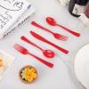 imageWDF 160 Piece Heavy Duty Silverware  Red Plastic Utensils with 80 Forks 40 Spoons 40 Knives  Perfect for Christmas Parties ampamp Daily UseRed