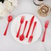 imageWDF 160 Piece Heavy Duty Silverware  Red Plastic Utensils with 80 Forks 40 Spoons 40 Knives  Perfect for Christmas Parties ampamp Daily UseRed