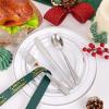 imageWDF 180 Pieces Plastic Christmas Silverware  Disposable Cutlery Set Incluede 60 Gold Forks 60 Red Knives and 60 Green Spoons  Heavy Duty Plastic Flatware  Disposable Utensils for ChristmasSilver  180PCS