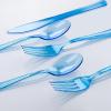 imageWDF 180 Pieces Plastic Christmas Silverware  Disposable Cutlery Set Incluede 60 Gold Forks 60 Red Knives and 60 Green Spoons  Heavy Duty Plastic Flatware  Disposable Utensils for ChristmasClear Blue  180PCS