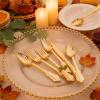 imageWDF 180 Pieces Plastic Christmas Silverware  Disposable Cutlery Set Incluede 60 Gold Forks 60 Red Knives and 60 Green Spoons  Heavy Duty Plastic Flatware  Disposable Utensils for ChristmasGold  200PCS
