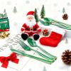 imageWDF 180 Pieces Plastic Christmas Silverware  Disposable Cutlery Set Incluede 60 Gold Forks 60 Red Knives and 60 Green Spoons  Heavy Duty Plastic Flatware  Disposable Utensils for ChristmasGreen and Gold