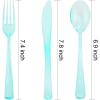 imageWDF 180 Pieces Plastic Christmas Silverware  Disposable Cutlery Set Incluede 60 Gold Forks 60 Red Knives and 60 Green Spoons  Heavy Duty Plastic Flatware  Disposable Utensils for ChristmasClear Green  180PCS