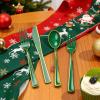 imageWDF 180 Pieces Plastic Christmas Silverware  Disposable Cutlery Set Incluede 60 Gold Forks 60 Red Knives and 60 Green Spoons  Heavy Duty Plastic Flatware  Disposable Utensils for ChristmasGreen and Gold